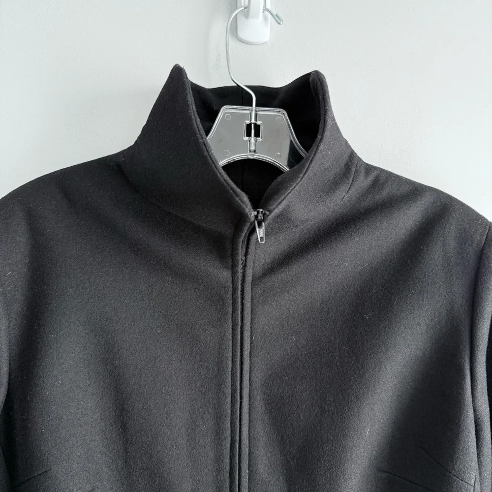 TOMASO Stefanelli Black Wool Cashmere Peacoat Lace-Up Sleeve Designer Jacket M - Picture 13 of 16